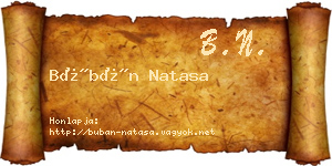 Búbán Natasa névjegykártya